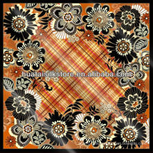 100% seda floral tela escocesa Turky bufanda 105x105cm
